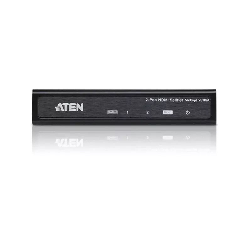 ATEN 2-Port HDMI Audio/Video-Splitter 4Kx2K, HDMI, 2x HDMI, 4096 x 2160 Pixel, Schwarz, Metall, 4K Ultra HD