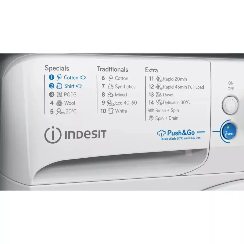 Frontlader-Waschmaschine Indesit BWE 91496X WSV EE — 9 kg, 1400 U/min, A Energie, weiß
