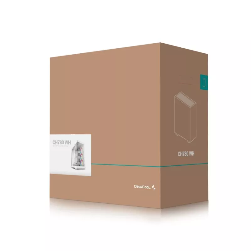 PC-Gehäuse DeepCool CH780 WH Tower Weiß — Full Tower, E-ATX, gehärtetes Glas, aRGB, 48 cm GPU, 13,2 cm CPU-Kühler