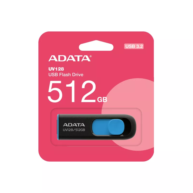 ADATA UV128 USB-Flash-Laufwerk 512 GB USB Typ-A 3.2 Gen 1 (3.1 Gen 1) Schwarz, Blau