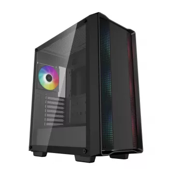 PC-Gehäuse DeepCool CC560 ARGB V2 Midi-Tower Schwarz — ATX/Micro-ATX/Mini-ITX, gehärtetes Glas, aRGB, unterstützt bis zu 370 mm GPU