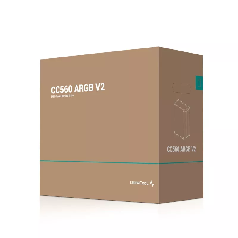 PC-Gehäuse DeepCool CC560 ARGB V2 Midi-Tower Schwarz — ATX/Micro-ATX/Mini-ITX, gehärtetes Glas, aRGB, unterstützt bis zu 370 mm GPU