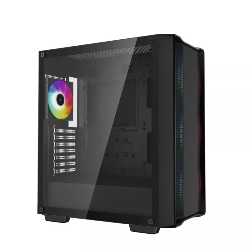 PC-Gehäuse DeepCool CC560 ARGB V2 Midi-Tower Schwarz — ATX/Micro-ATX/Mini-ITX, gehärtetes Glas, aRGB, unterstützt bis zu 370 mm GPU