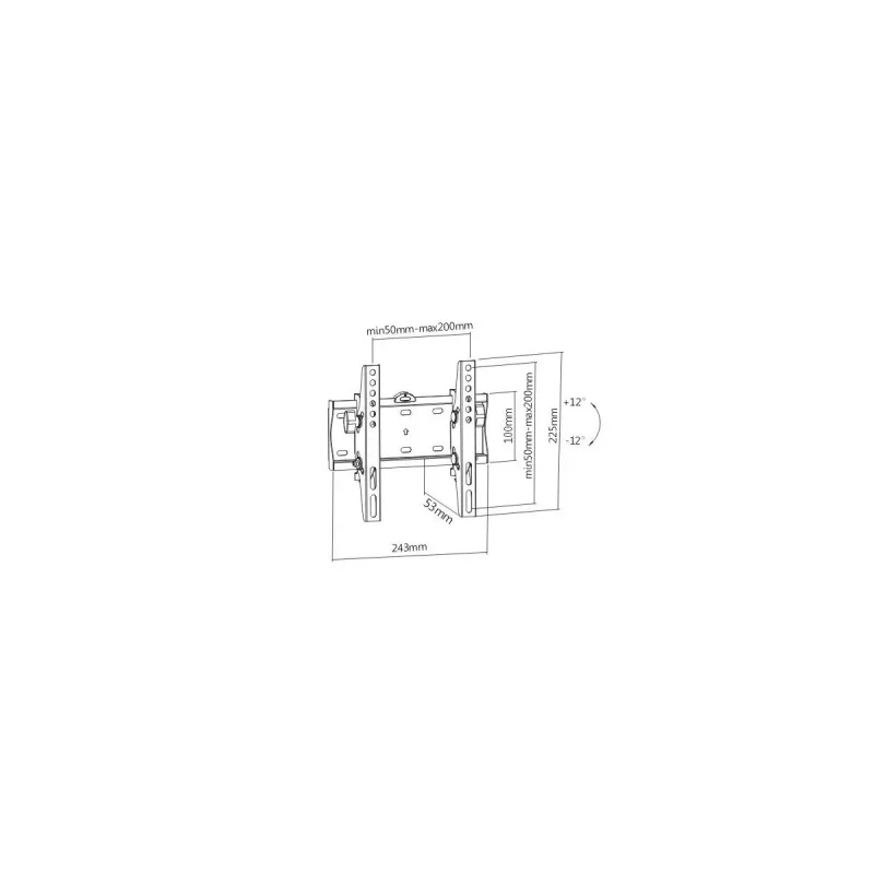 Wand-TV-Halterung Gembird WM-42T-02 für 23-Zoll–42-Zoll-TVs, neigbar -12°/+12°, VESA 75x75–200x200, 30 kg, schwarz, 5,3 cm