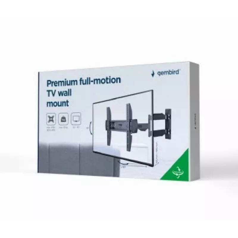 TV-Wandhalterung Gembird WM-55ST-02 für 32–55 Zoll Bildschirme, VESA 100x100–400x400, neigbar -5°–8°, 6,5–61 cm Wandabstand, 30 kg, Schwarz