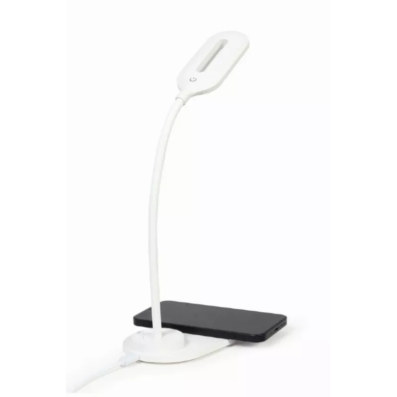 GEMBIRD Schreibtischlampe mit kabellosem Ladegerät, Weiß