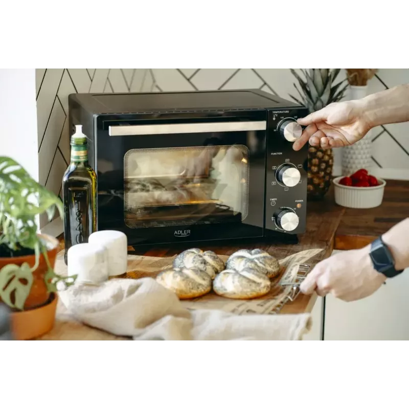 Elektrischer Tischbackofen Adler AD 6024 — kompakt, 22 l Fassungsvermögen, 1300 W, schwarz