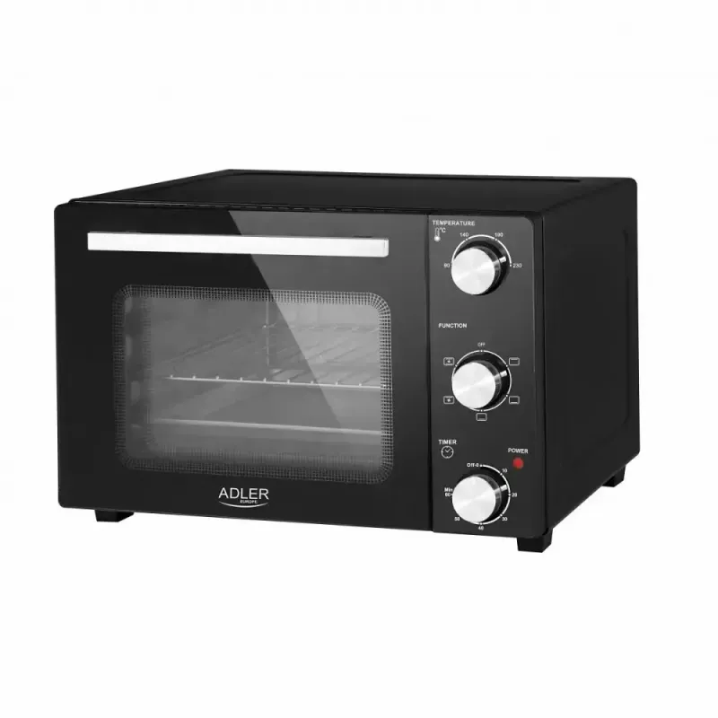 Elektrischer Tischbackofen Adler AD 6024 — kompakt, 22 l Fassungsvermögen, 1300 W, schwarz