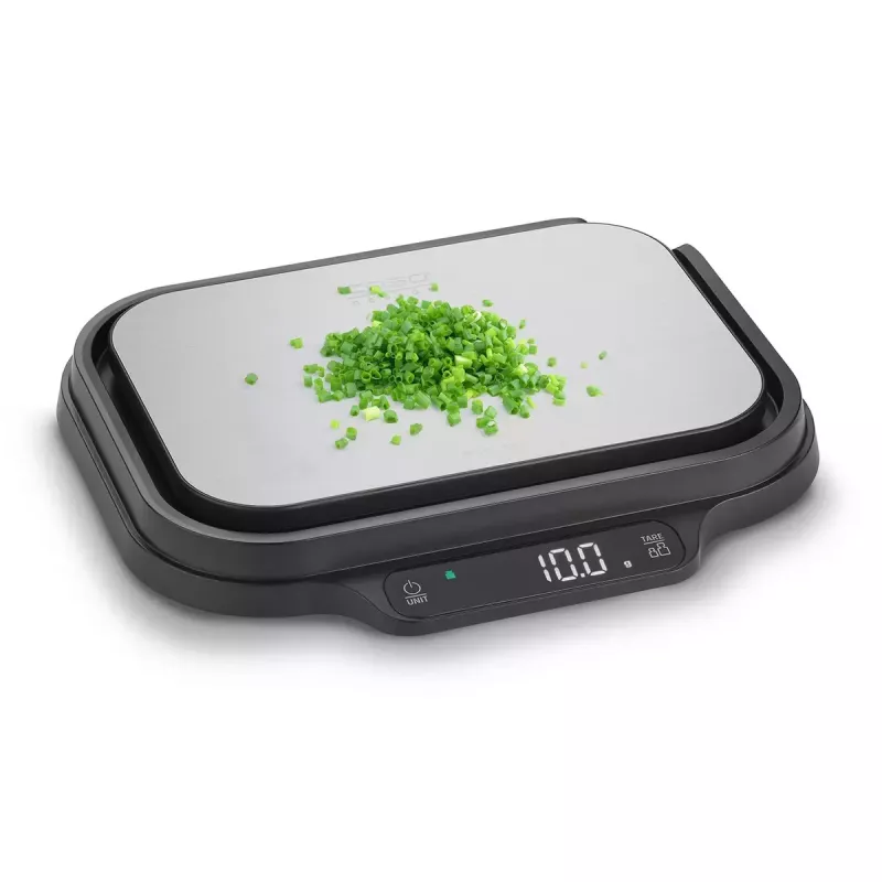 Küchenwaage Caso KitchenDuo 03291 — digitale Küchenwaage, Edelstahl & schwarz, LED-Anzeige, 5 kg Kapazität, Tara-Funktion