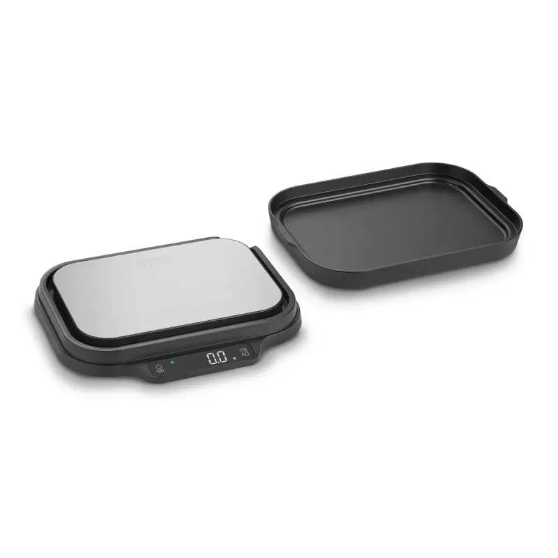 Küchenwaage Caso KitchenDuo 03291 — digitale Küchenwaage, Edelstahl & schwarz, LED-Anzeige, 5 kg Kapazität, Tara-Funktion