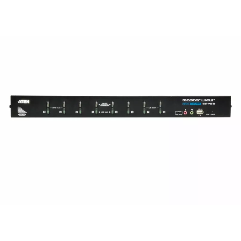 ATEN 8-Port USB DVI KVM Switch mit Audio, 2048 x 1536 Pixel, QXGA, 4,53 W, Schwarz