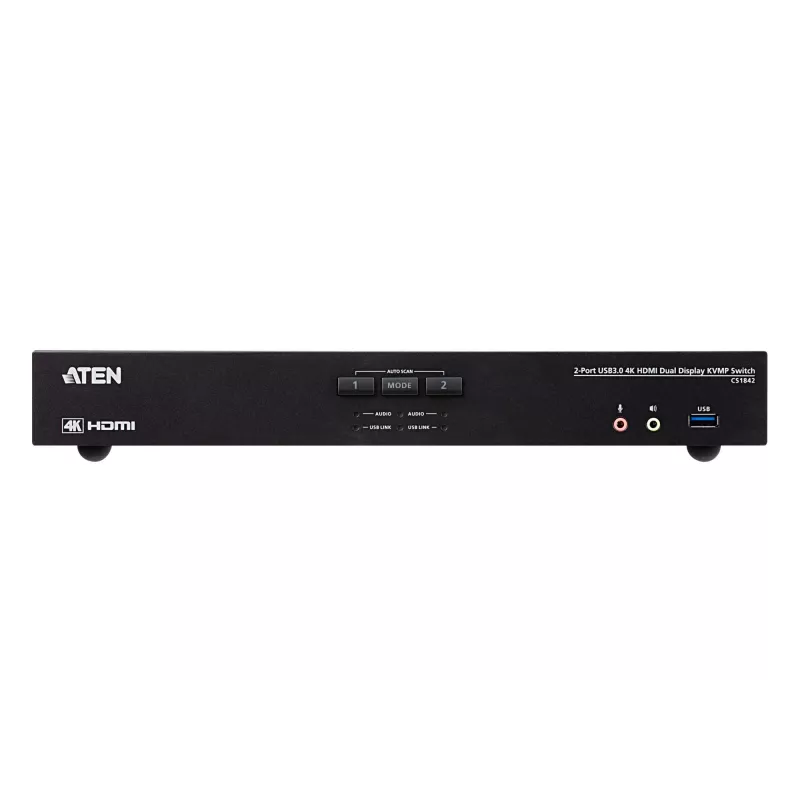 ATEN 2-Port USB 3.0 4K HDMI Dual Display KVMP™ Switch, 4096 x 2160 Pixel, 4K Ultra HD, 3,17 W, Schwarz