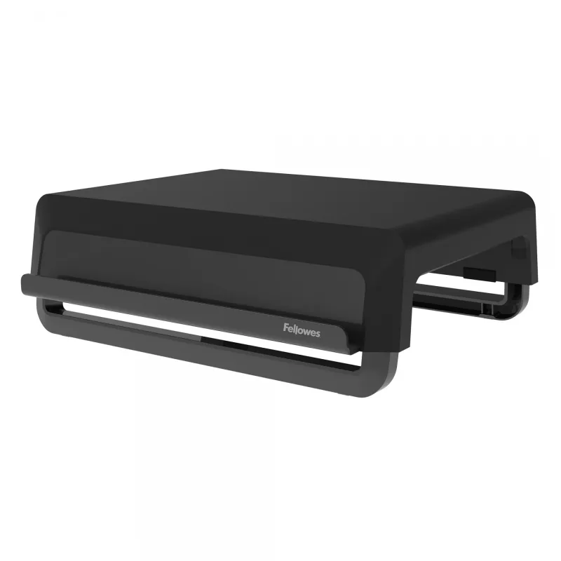 Fellowes Computer Monitor Stand mit 3 Höheneinstellungen - Breyta Monitorerhöhung mit Kabelmanagement - Ergonomischer, verstellbarer Monitorständer für Computer - Max. Gewicht 15 kg - Schwarz