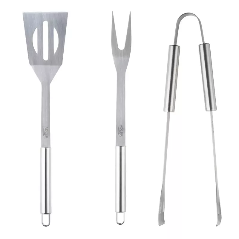 Grillbesteck-Set Adler AD 6728 — 3-teilig, Spieße und Gabel aus Edelstahl