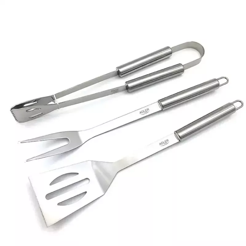 Grillbesteck-Set Adler AD 6728 — 3-teilig, Spieße und Gabel aus Edelstahl