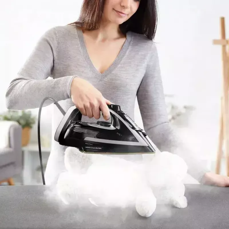 Tefal Puregliss FV8062E0 Bügeleisen Trocken- & Dampfbügeleisen Durilium AirGlide Autoclean-Bügelsohle 3000 W Schwarz, Grau