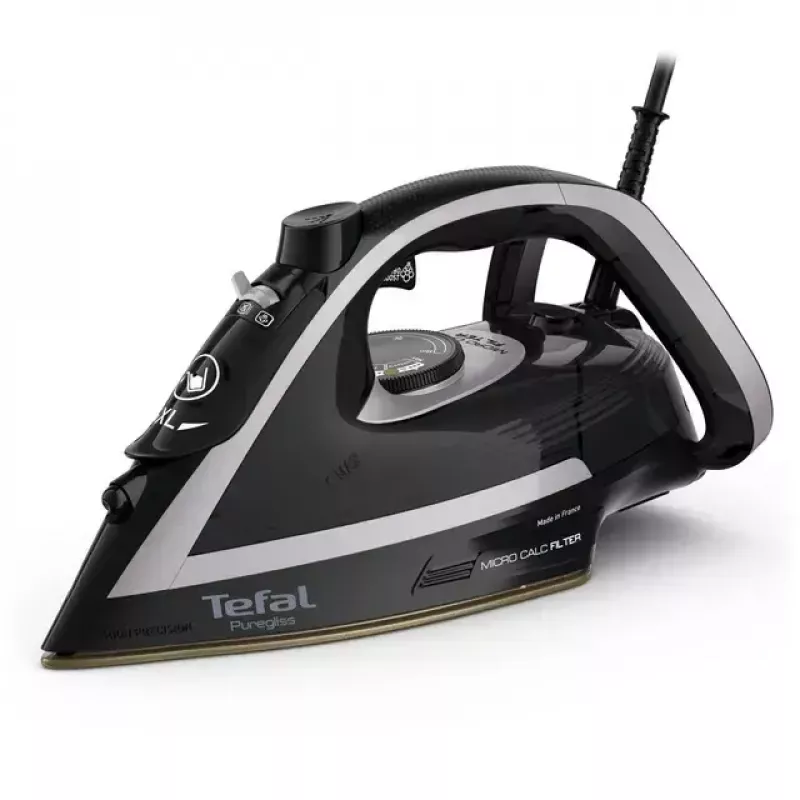 Tefal Puregliss FV8062E0 Bügeleisen Trocken- & Dampfbügeleisen Durilium AirGlide Autoclean-Bügelsohle 3000 W Schwarz, Grau