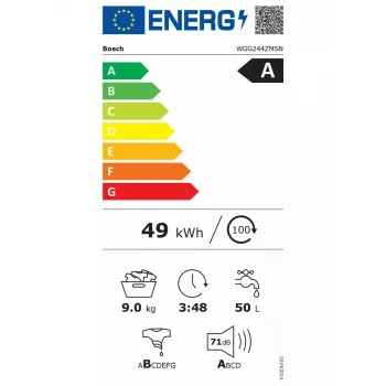 Waschmaschine Bosch WGG244ZMSN, Frontlader 9 kg, Energieeffizienzklasse A