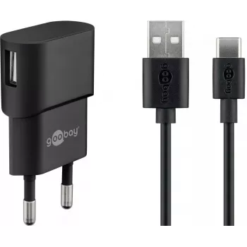 Indoor-Ladegerät GOOBAY 45298 – universelles USB 5V 1m, AC 100–240V, 5 W, schwarz