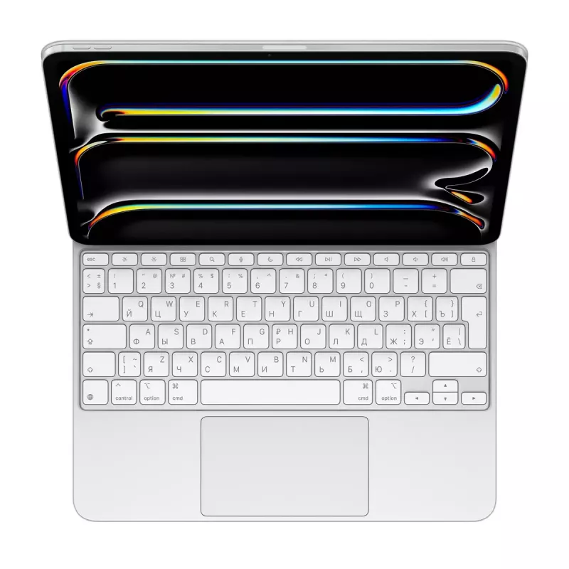 Apple Magic Tastatur für iPad Pro 13 Zoll M4 Russisch Weiß Kabellos QWERTY Trackpad