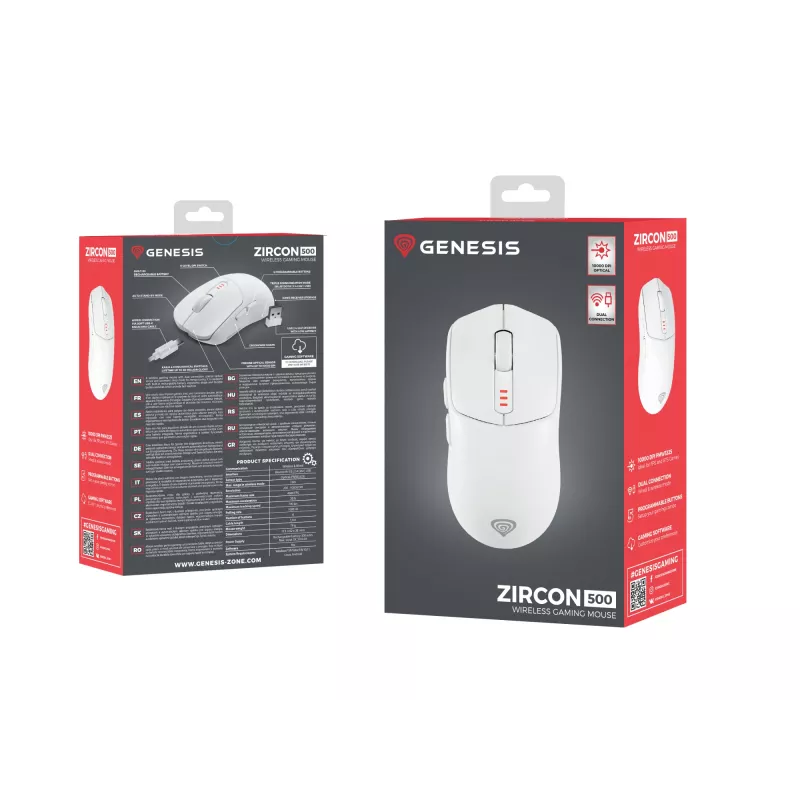 GENESIS Zircon 500 Maus Gaming Rechtshänder RF Wireless + Bluetooth + USB Typ-C Optisch 10000 DPI