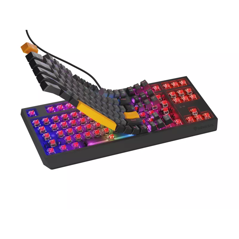GENESIS Thor 230 TKL Tastatur Gaming USB + RF Wireless + Bluetooth QWERTY Schwarz, Grau, Orange