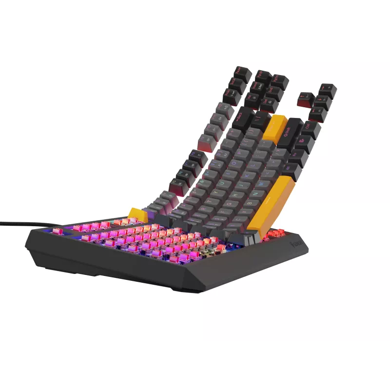 GENESIS Thor 230 TKL Tastatur Gaming USB + RF Wireless + Bluetooth QWERTY Schwarz, Grau, Orange