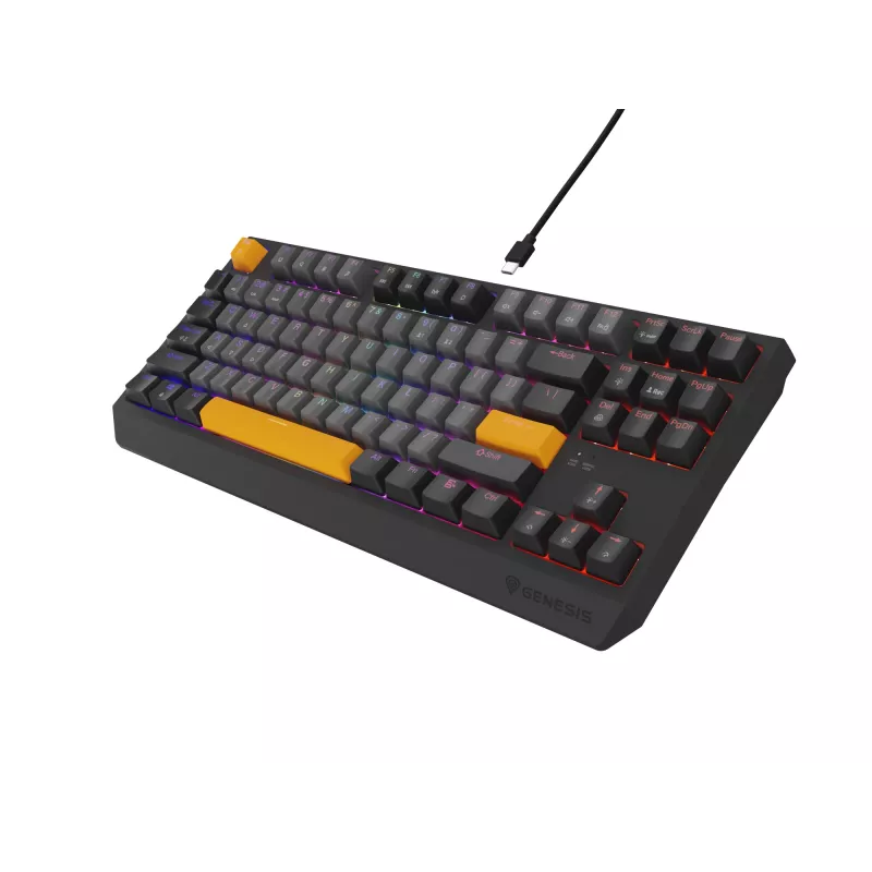 GENESIS Thor 230 TKL Tastatur Gaming USB + RF Wireless + Bluetooth QWERTY Schwarz, Grau, Orange