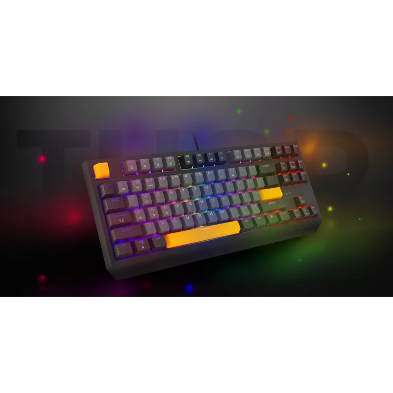 GENESIS Thor 230 TKL Tastatur Gaming USB + RF Wireless + Bluetooth QWERTY Schwarz, Grau, Orange