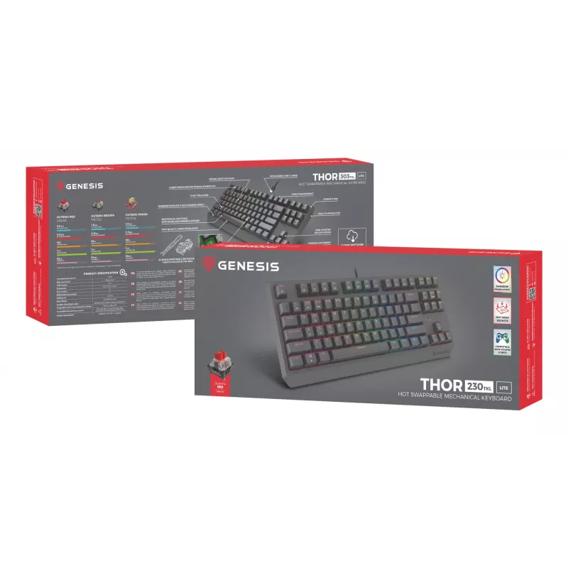 GENESIS Thor 230 TKL Lite Tastatur Gaming USB QWERTY Englisch Schwarz