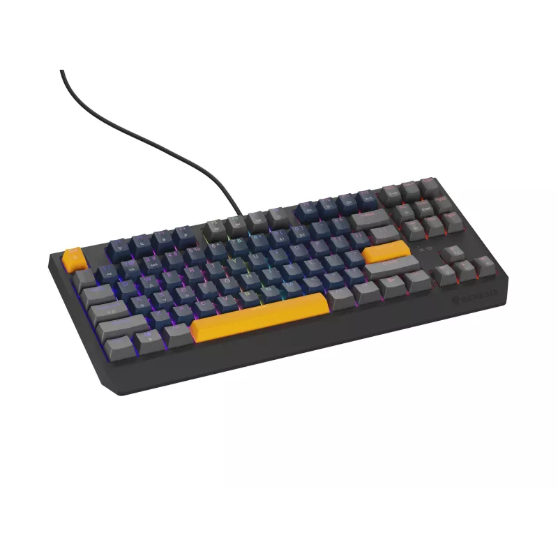 GENESIS THOR 230 TKL Tastatur Gaming USB + RF Wireless + Bluetooth QWERTY Schwarz, Blau, Grau, Orange