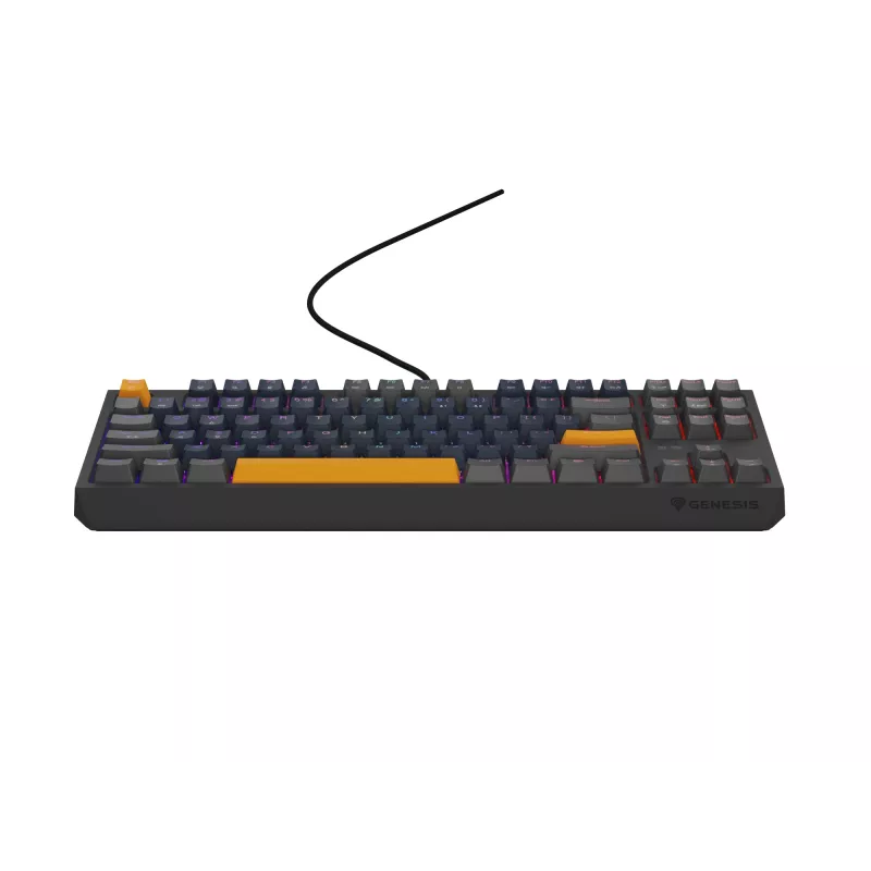 GENESIS THOR 230 TKL Tastatur Gaming USB + RF Wireless + Bluetooth QWERTY Schwarz, Blau, Grau, Orange