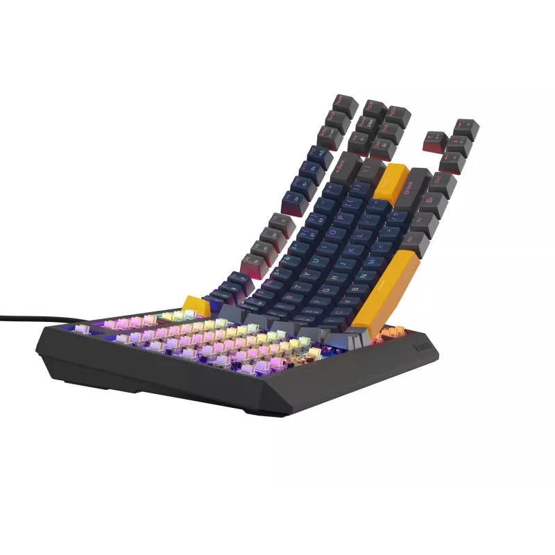 GENESIS THOR 230 TKL Tastatur Gaming USB + RF Wireless + Bluetooth QWERTY Schwarz, Blau, Grau, Orange