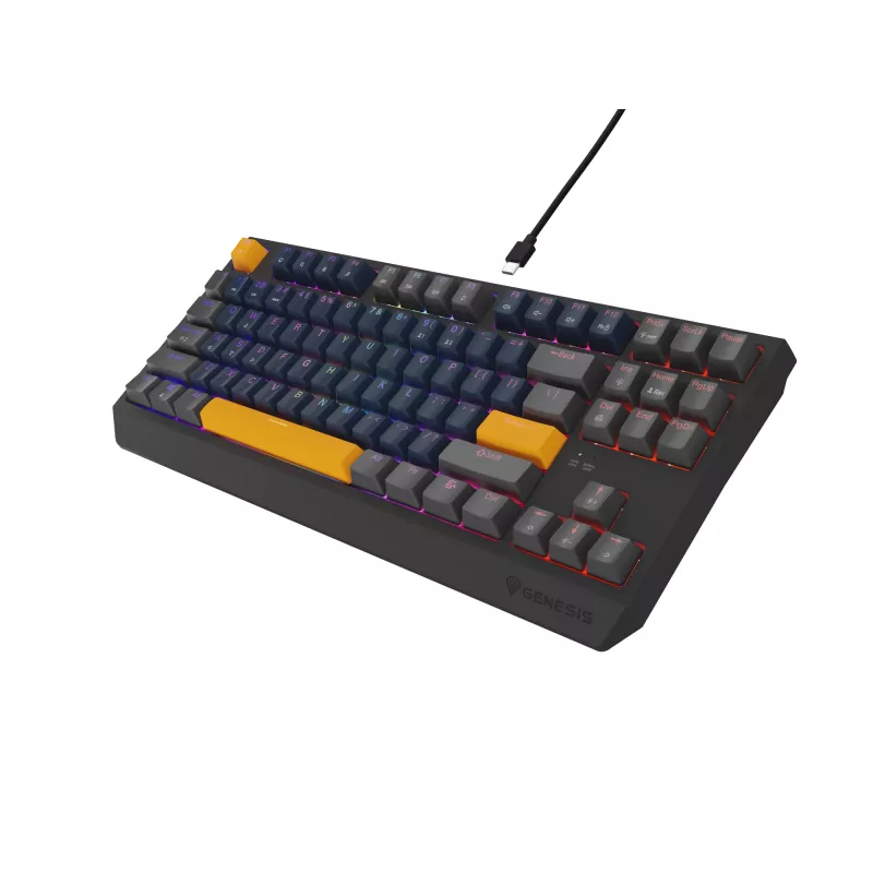 GENESIS THOR 230 TKL Tastatur Gaming USB + RF Wireless + Bluetooth QWERTY Schwarz, Blau, Grau, Orange