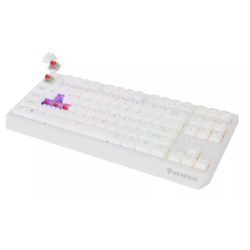 Tenkeyless Gaming-Tastatur GENESIS Thor 230 TKL — USB, RF Wireless, Bluetooth, QWERTY, Weiß