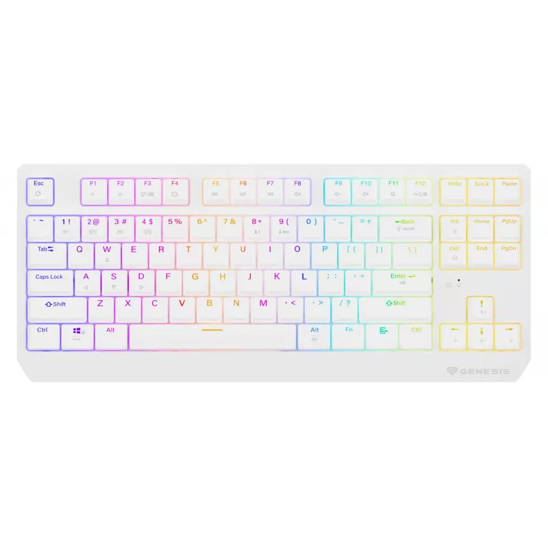Tenkeyless Gaming-Tastatur GENESIS Thor 230 TKL — USB, RF Wireless, Bluetooth, QWERTY, Weiß