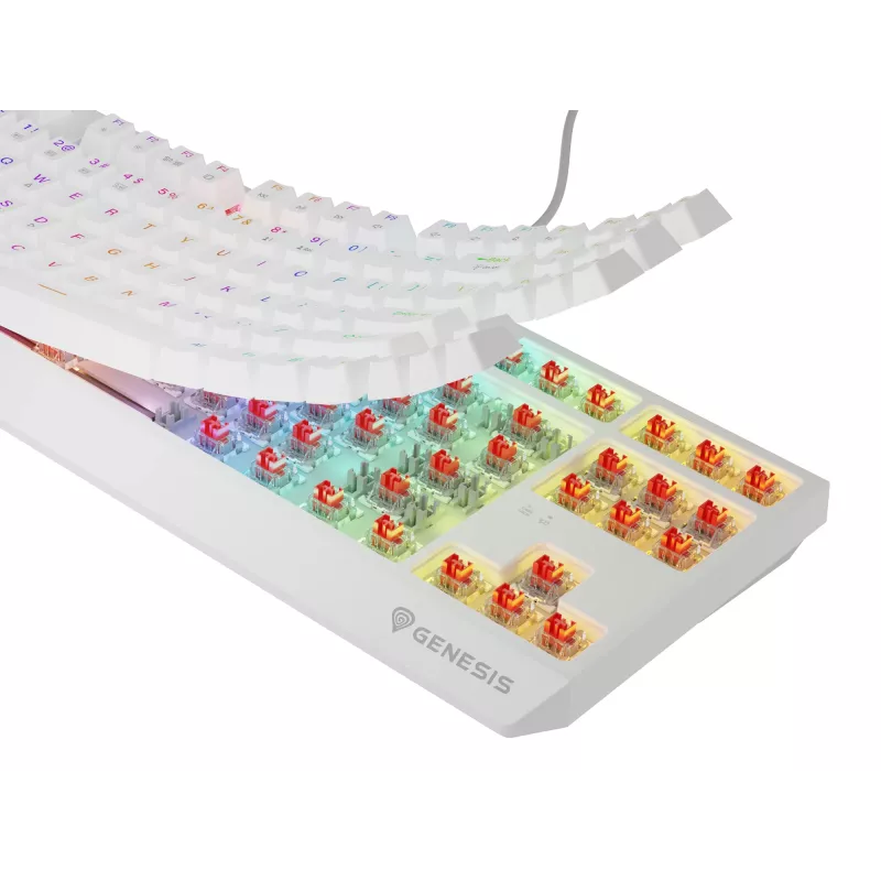 Tenkeyless Gaming-Tastatur GENESIS Thor 230 TKL — USB, RF Wireless, Bluetooth, QWERTY, Weiß