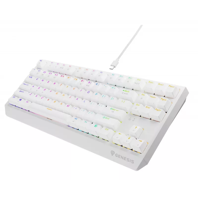 Tenkeyless Gaming-Tastatur GENESIS Thor 230 TKL — USB, RF Wireless, Bluetooth, QWERTY, Weiß