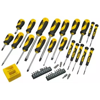Manueller Schraubendrehersatz STANLEY STHT0-62113 mit Kreuzschlitz-, Robertson- und Torx-Spitzen, magnetischen Spitzen, ergonomischen Griffen