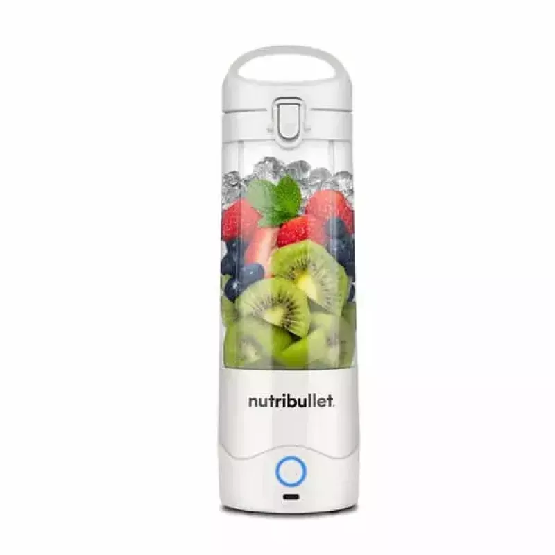 Sport-Mixer NUTRIBULLET Portable 0,475 l Weiß mit Tritan-Behälter und Edelstahlmessern, batteriebetrieben