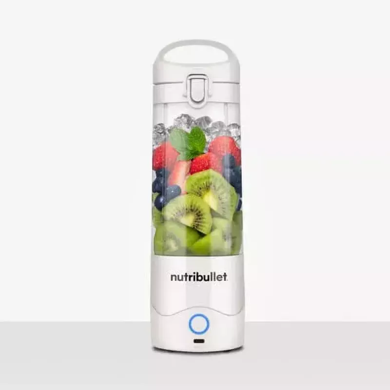Sport-Mixer NUTRIBULLET Portable 0,475 l Weiß mit Tritan-Behälter und Edelstahlmessern, batteriebetrieben
