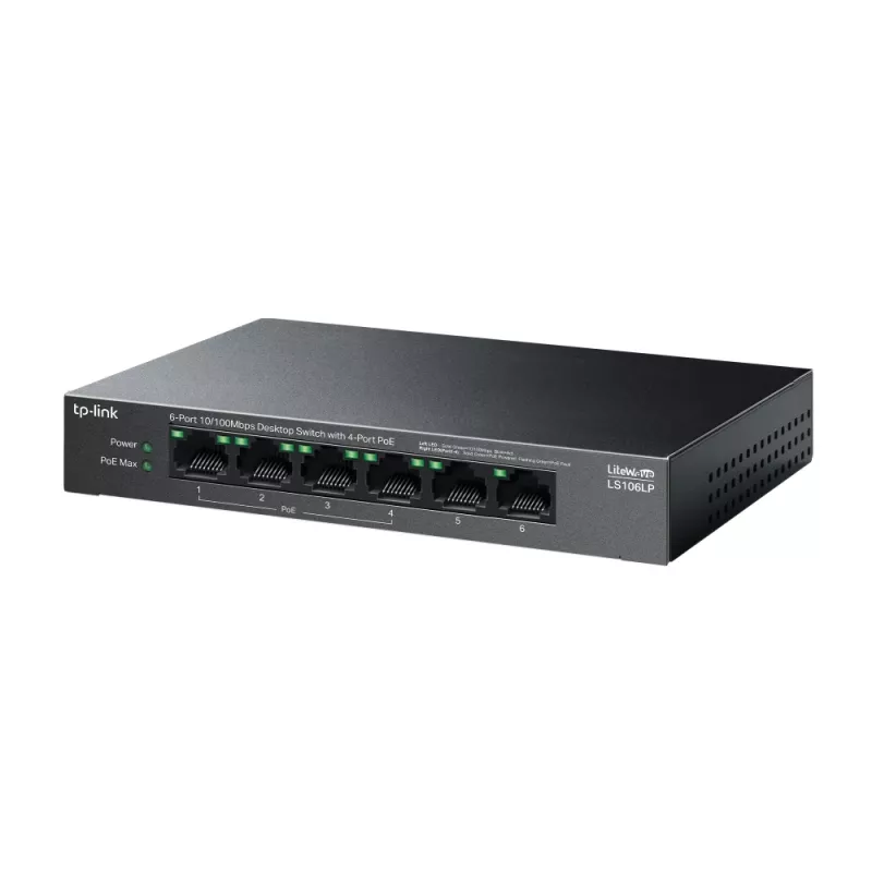 TP-Link LiteWave LS106LP Netzwerk-Switch Unmanaged Fast Ethernet (10/100) Power over Ethernet (PoE) Schwarz