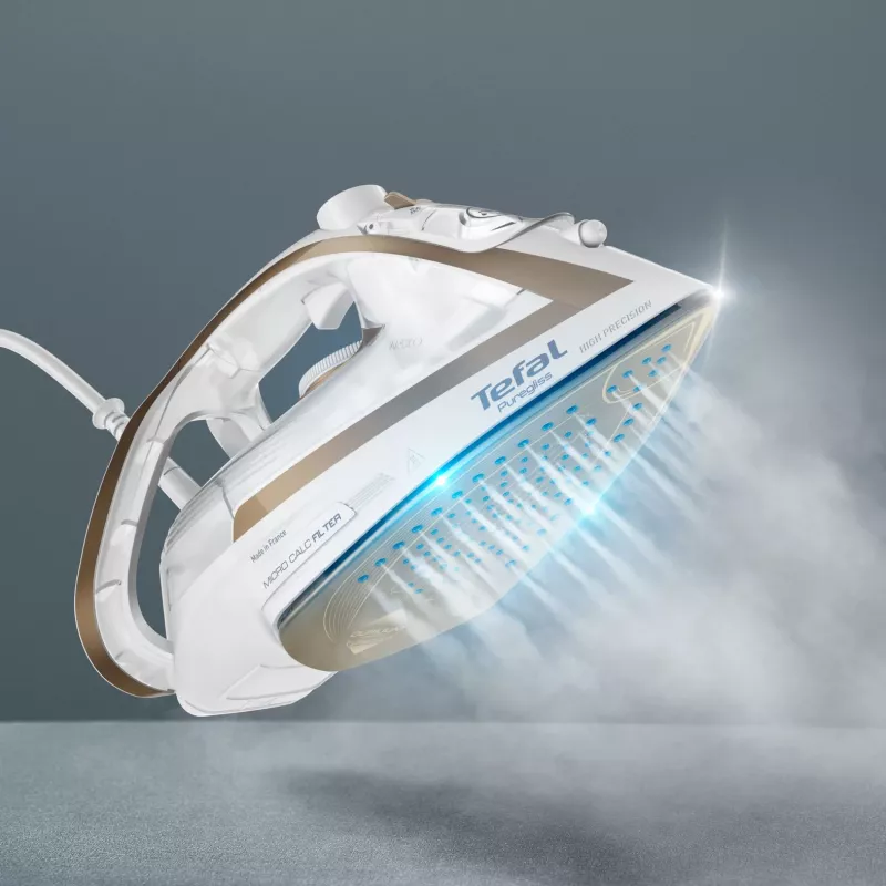 Tefal Puregliss FV8042 Trocken- und Dampfbügeleisen mit Durilium AirGlide Autoclean Bügelsohle, 3000 W, Bronze, Weiß