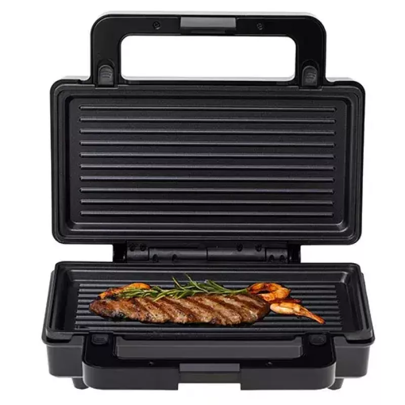 Sandwichmaker Adler AD 3073 — 2 Sandwiches, 1400 W, silber/schwarz, herausnehmbare Platten, vertikale Aufbewahrung
