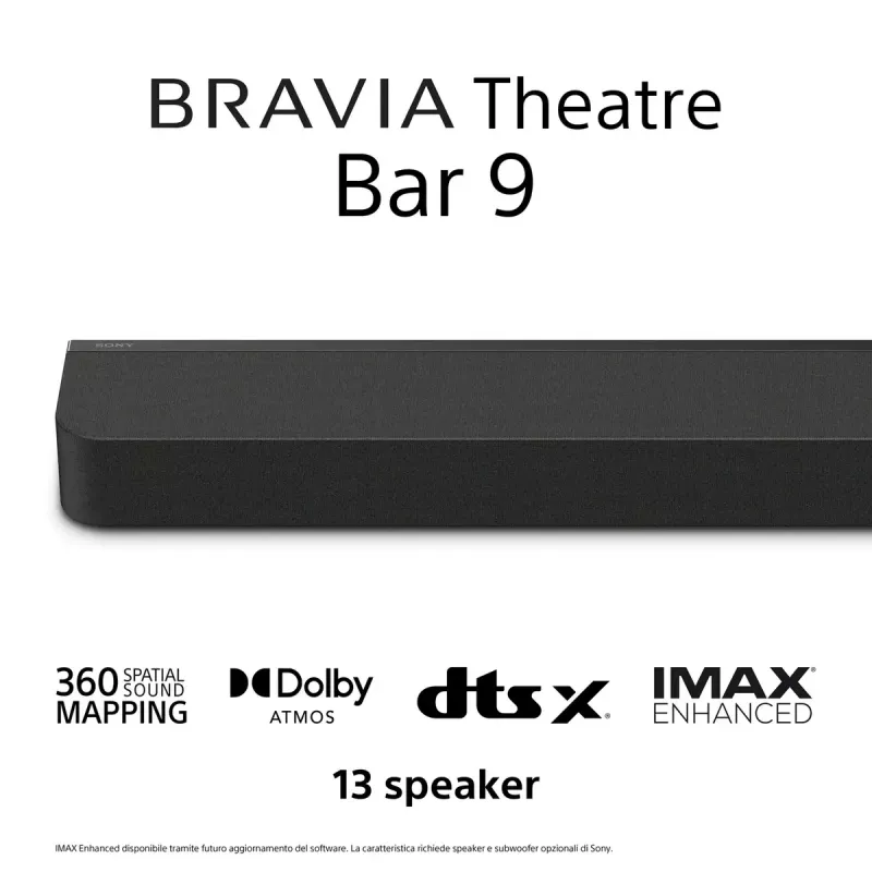 Sony BRAVIA Theatre Bar 9 – Dolby Atmos® Soundbar, 13 Lautsprecher, Wi-Fi®, Bluetooth®, 360 Spatial Sound Mapping