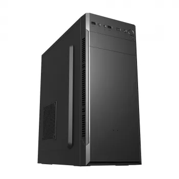 PC Case FSP CMT160 Midi Tower Schwarz — supports ATX/µATX/ITX, 1×3.5 inch + 2×2.5 inch bays, 1×5.25 inch, USB 3.2 Gen1 Type-A, 173×370×410 mm