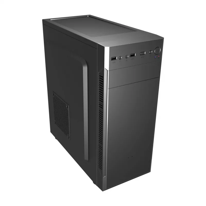 PC Case FSP CMT160 Midi Tower Schwarz — supports ATX/µATX/ITX, 1×3.5 inch + 2×2.5 inch bays, 1×5.25 inch, USB 3.2 Gen1 Type-A, 173×370×410 mm