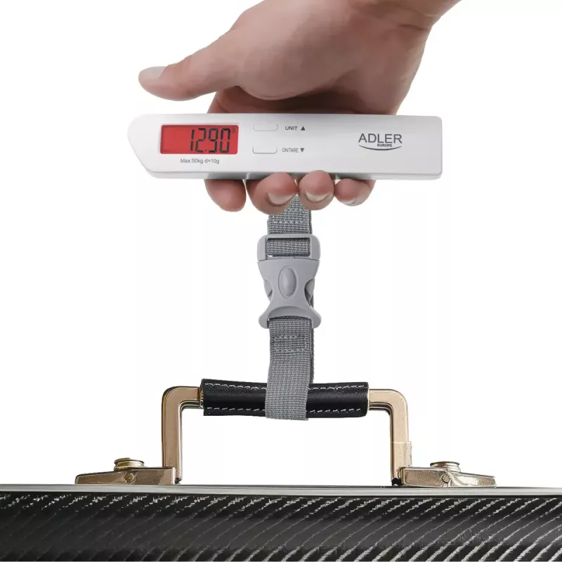 Kofferwaage Adler AD 8191, maximal 50 kg, Genauigkeit 10 g, grau