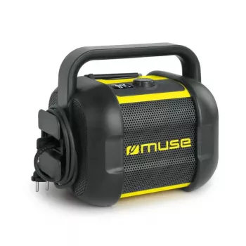 Baustellenradio Muse M-968 BTY — Analoges FM, 40 W RMS, Bluetooth 10 m, staub-/stoßfest, Schwarz/Gelb