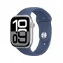 Smartwatch Apple Watch Series 10 GPS 46mm Silbernes Aluminiumgehäuse mit Denim-Sportarmband – M/L